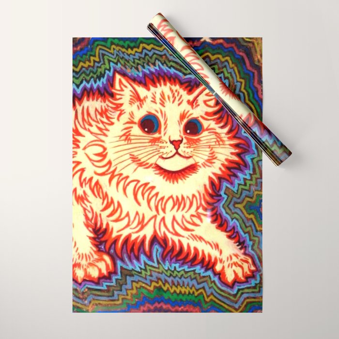 Louis Wain Psychedelic Cat Wrapping Paper Gallery Image 1