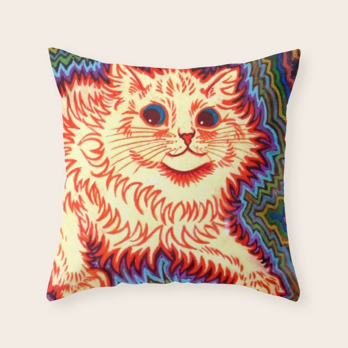 Louis Wain Psychedelic Cat Throw Pillow Gallery Image 6