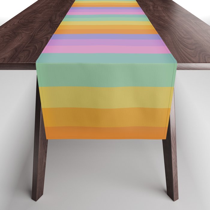 Mixed Stripes Pattern I Colorful Rainbow Table Runner Gallery Image 1