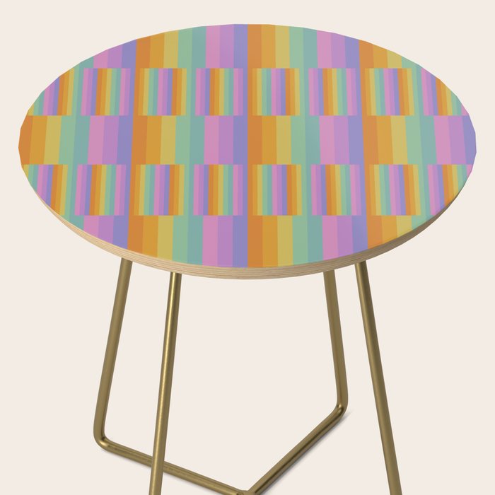 Mixed Stripes Pattern I Colorful Rainbow Side Table Gallery Image 2