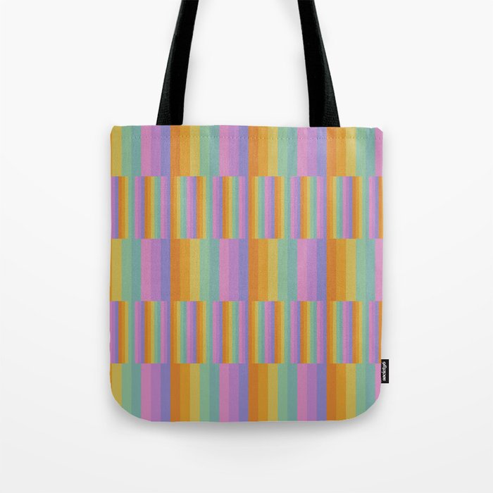 Mixed Stripes Pattern I Colorful Rainbow Tote Bag Gallery Image 1