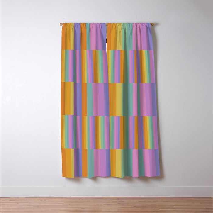 Mixed Stripes Pattern I Colorful Rainbow Window Curtain Gallery Image 3