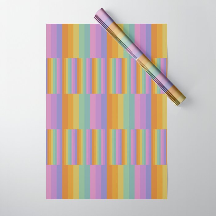 Mixed Stripes Pattern I Colorful Rainbow Wrapping Paper Gallery Image 1