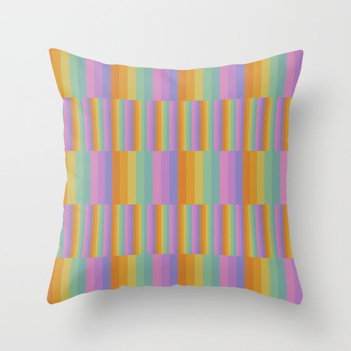 Mixed Stripes Pattern I Colorful Rainbow Throw Pillow Gallery Image 1