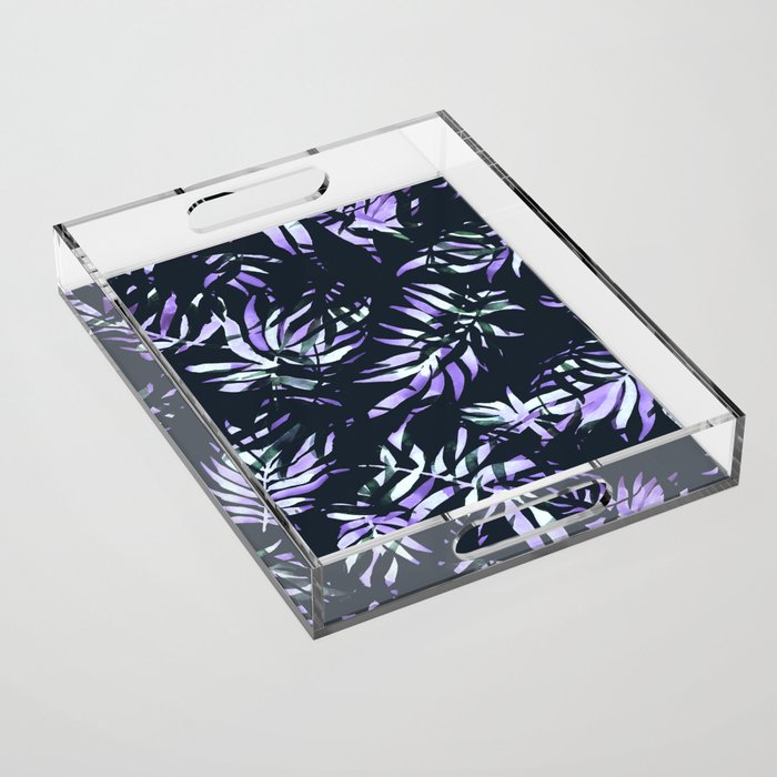 Dark abstract tropical leaves D1 Acrylic Tray Gallery Image 1