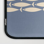 Fish Stripe - Mid Century Modern Minimalism in Stone Blue and Cream Laptop Sleeve Gallery Image 3