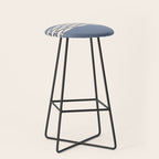 Fish Stripe - Mid Century Modern Minimalism in Stone Blue and Cream Stool Gallery Image 1