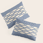 Fish Stripe - Mid Century Modern Minimalism in Stone Blue and Cream Pillow Sham Gallery Image 3