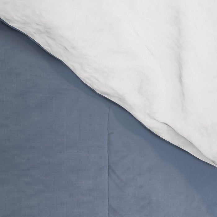Fish Stripe - Mid Century Modern Minimalism in Stone Blue and Cream Comforter Gallery Image 4