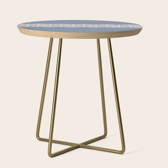 Fish Stripe - Mid Century Modern Minimalism in Stone Blue and Cream Side Table Gallery Image 1