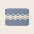 Fish Stripe - Mid Century Modern Minimalism in Stone Blue and Cream Bath Mat Gallery Image 1