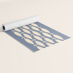 Fish Stripe - Mid Century Modern Minimalism in Stone Blue and Cream Yoga Mat Gallery Image 2