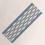 Fish Stripe - Mid Century Modern Minimalism in Stone Blue and Cream Yoga Mat Gallery Image 1