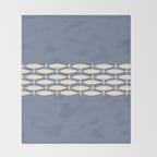 Fish Stripe - Mid Century Modern Minimalism in Stone Blue and Cream Throw Blanket Gallery Image 2