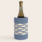 Fish Stripe - Mid Century Modern Minimalism in Stone Blue and Cream Wine Chiller Gallery Image 3