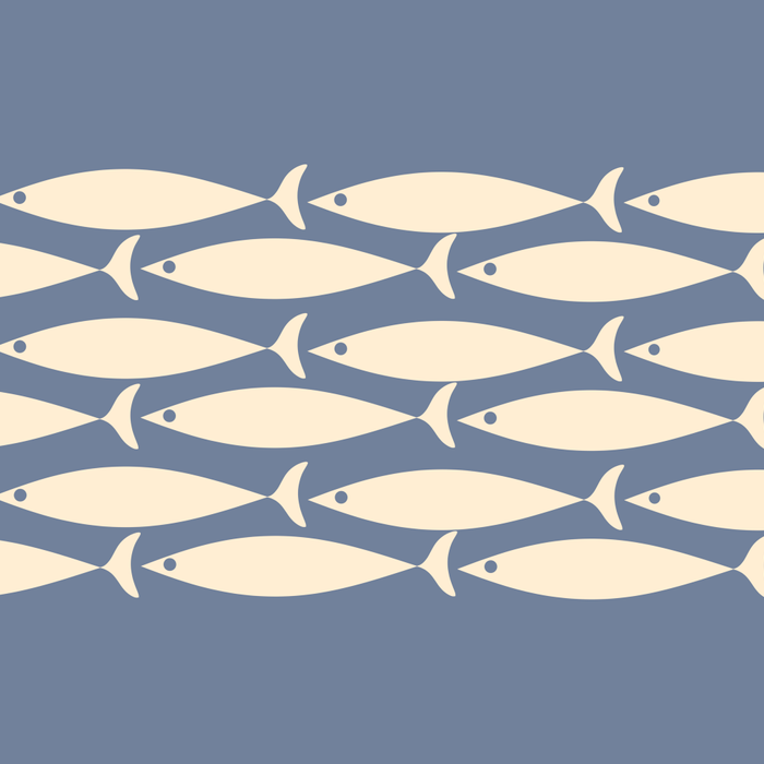 Fish Stripe - Mid Century Modern Minimalism in Stone Blue and Cream Coffee Mug Gallery Image 2