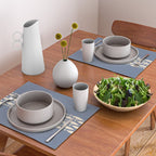 Fish Stripe - Mid Century Modern Minimalism in Stone Blue and Cream Placemat Gallery Image 2