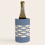 Fish Stripe - Mid Century Modern Minimalism in Stone Blue and Cream Wine Chiller Gallery Image 2