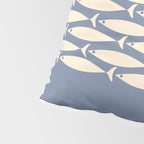 Fish Stripe - Mid Century Modern Minimalism in Stone Blue and Cream Pillow Sham Gallery Image 4