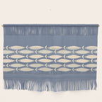 Fish Stripe - Mid Century Modern Minimalism in Stone Blue and Cream Wall Hanging Gallery Image 1