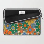 Retro Garden Flowers Groovy 60s 70s Floral Pattern Mustard Green Orange Blue Laptop Sleeve Gallery Image 2