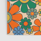 Retro Garden Flowers Groovy 60s 70s Floral Pattern Mustard Green Orange Blue Poster Gallery Image 3
