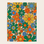 Retro Garden Flowers Groovy 60s 70s Floral Pattern Mustard Green Orange Blue Poster Gallery Image 4