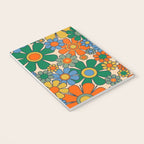 Retro Garden Flowers Groovy 60s 70s Floral Pattern Mustard Green Orange Blue Notebook Gallery Image 3