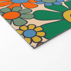 Retro Garden Flowers Groovy 60s 70s Floral Pattern Mustard Green Orange Blue Welcome Mat Gallery Image 2
