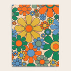 Retro Garden Flowers Groovy 60s 70s Floral Pattern Mustard Green Orange Blue Notebook Gallery Image 4