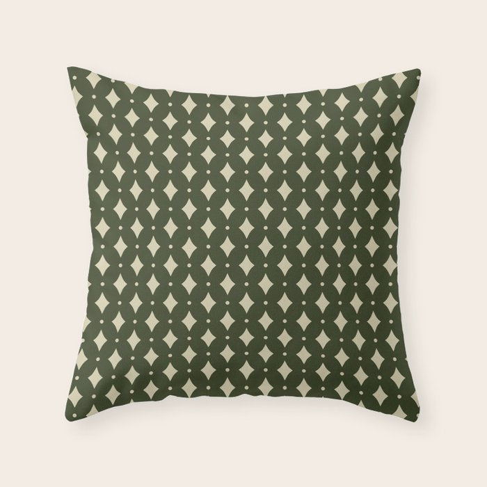 Vintage Stars XI Forest Green Throw Pillow Gallery Image 6