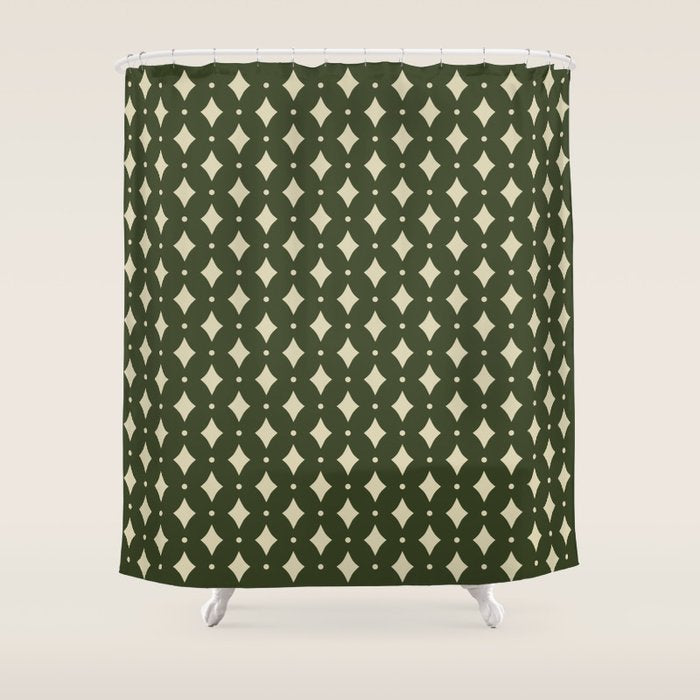 Vintage Stars XI Forest Green Shower Curtain Gallery Image 1