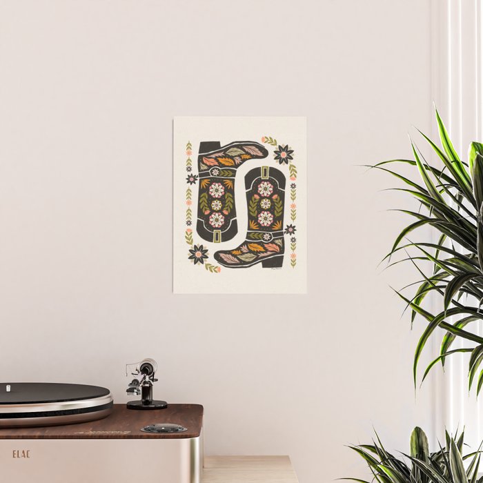 Cowboy boots and flowers Poster Gallery Image 2