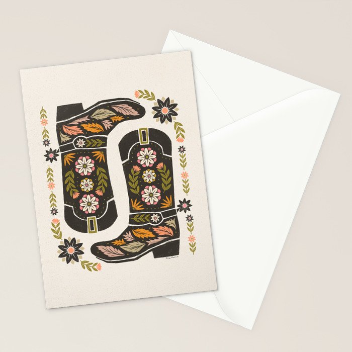 Cowboy boots and flowers Stationery Card Gallery Image 2