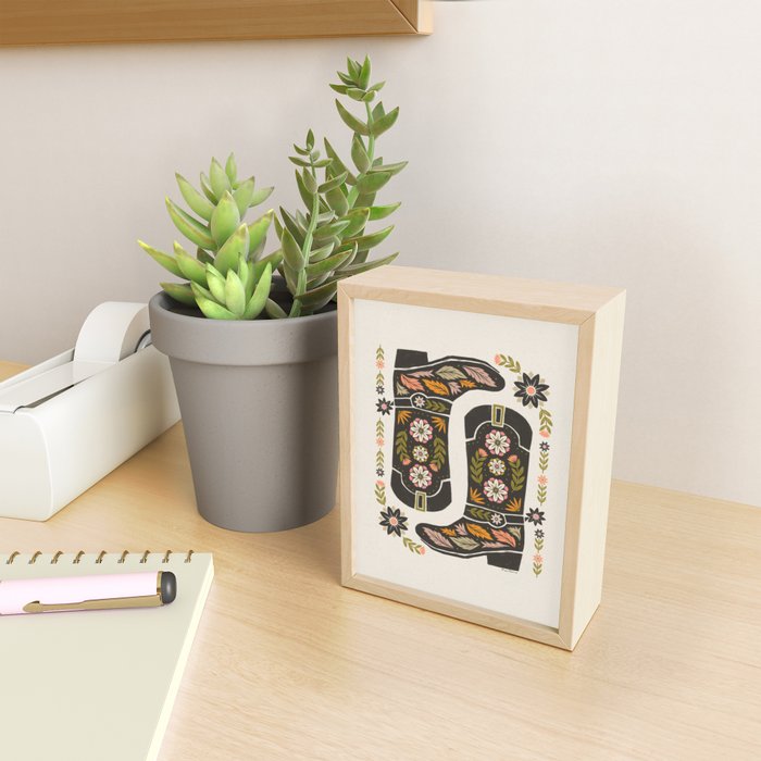 Cowboy boots and flowers Mini Art Print Gallery Image 2