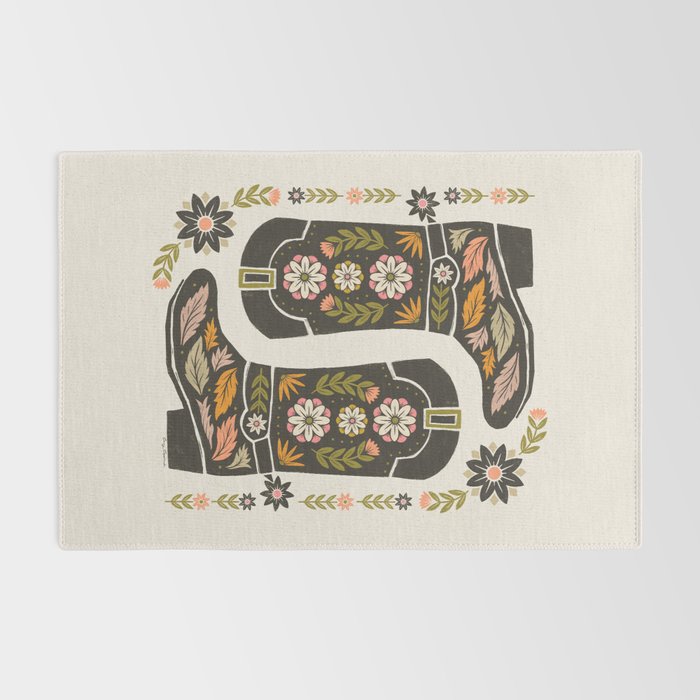 Cowboy boots and flowers Rug Gallery Image 2