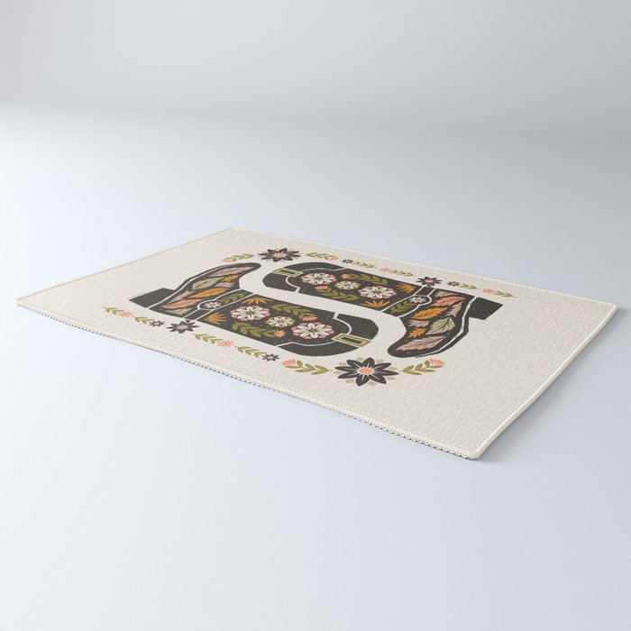 Cowboy boots and flowers Rug Gallery Image 3