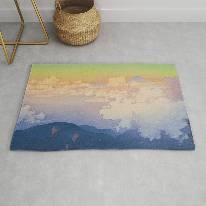 Above the Clouds (Un-Hyo) Vintage Beautiful Japanese Woodblock Print Hiroshi Yoshida Rug Gallery Image 1