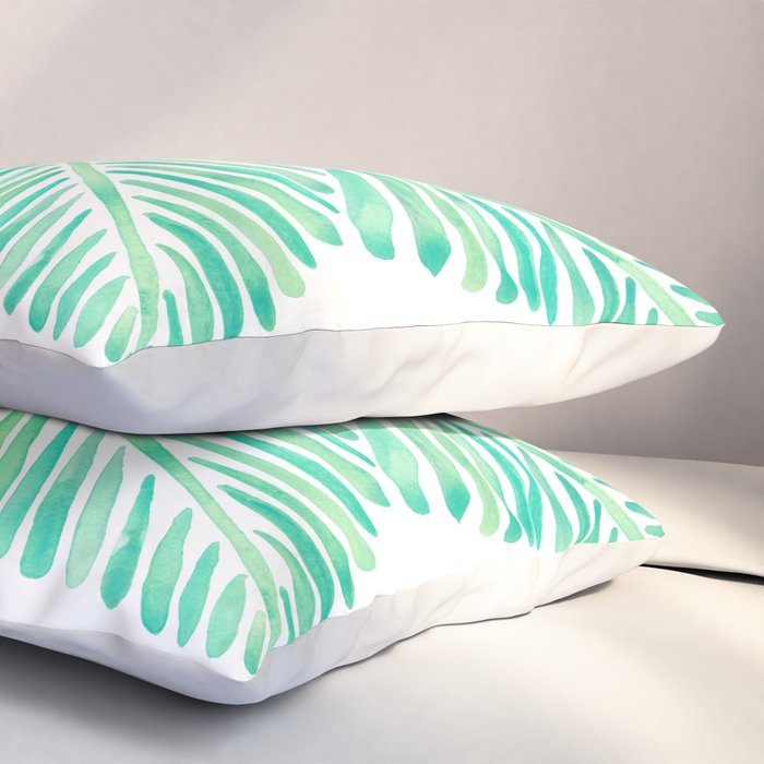 Tropical Banana Leaves - Mint Palette Pillow Sham Gallery Image 3