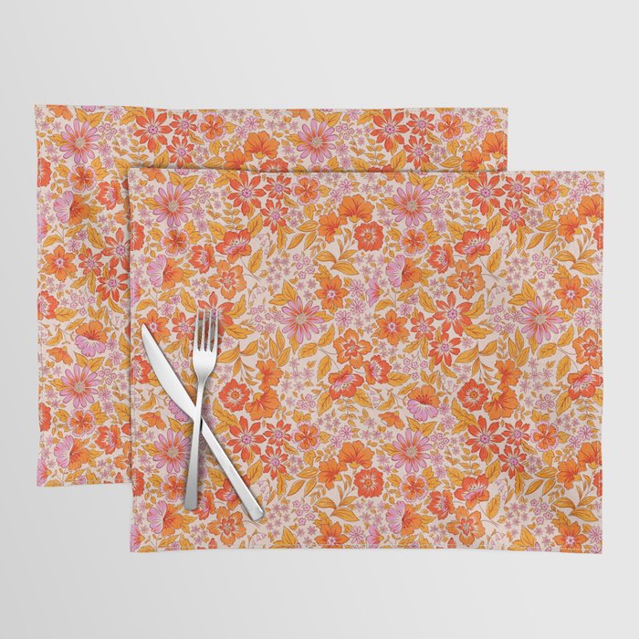 Posey - orange and pink Placemat Gallery Image 1