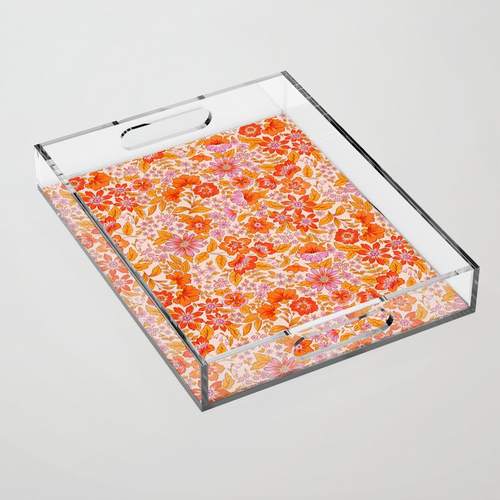 Posey - orange and pink Acrylic Tray Gallery Image 1