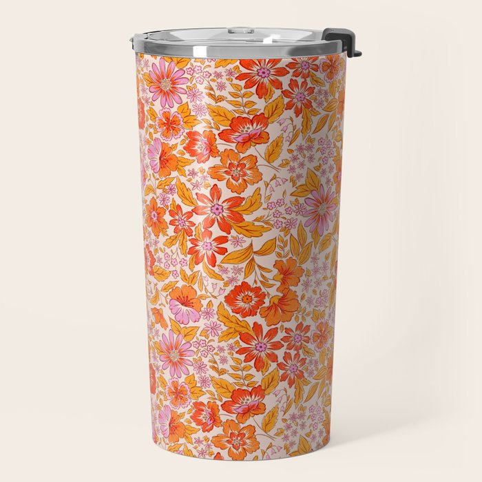 Posey - orange and pink Travel Mug Gallery Image 2