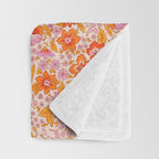 Posey - orange and pink Throw Blanket Gallery Image 3
