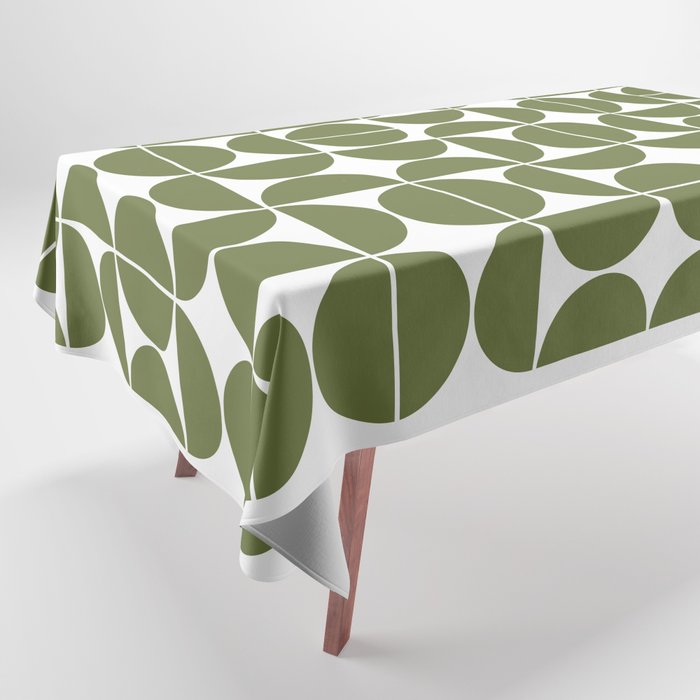 Mid Century Modern Geometric 04 Olive Green Tablecloth Gallery Image 1