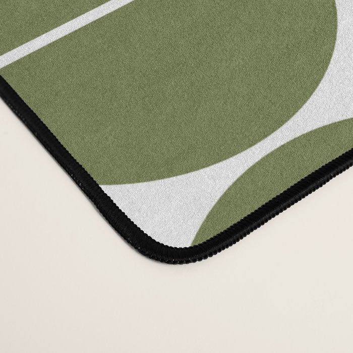 Mid Century Modern Geometric 04 Olive Green Desk Mat Gallery Image 4