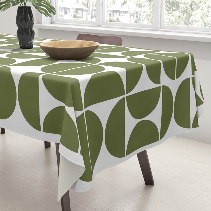 Mid Century Modern Geometric 04 Olive Green Tablecloth Gallery Image 3