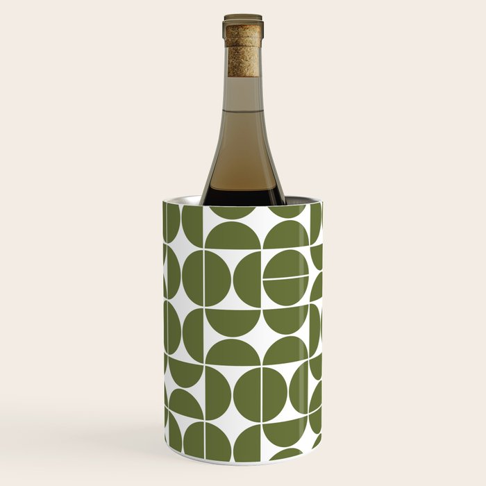 Mid Century Modern Geometric 04 Olive Green Wine Chiller Gallery Image 3