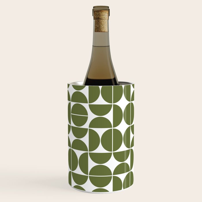 Mid Century Modern Geometric 04 Olive Green Wine Chiller Gallery Image 1
