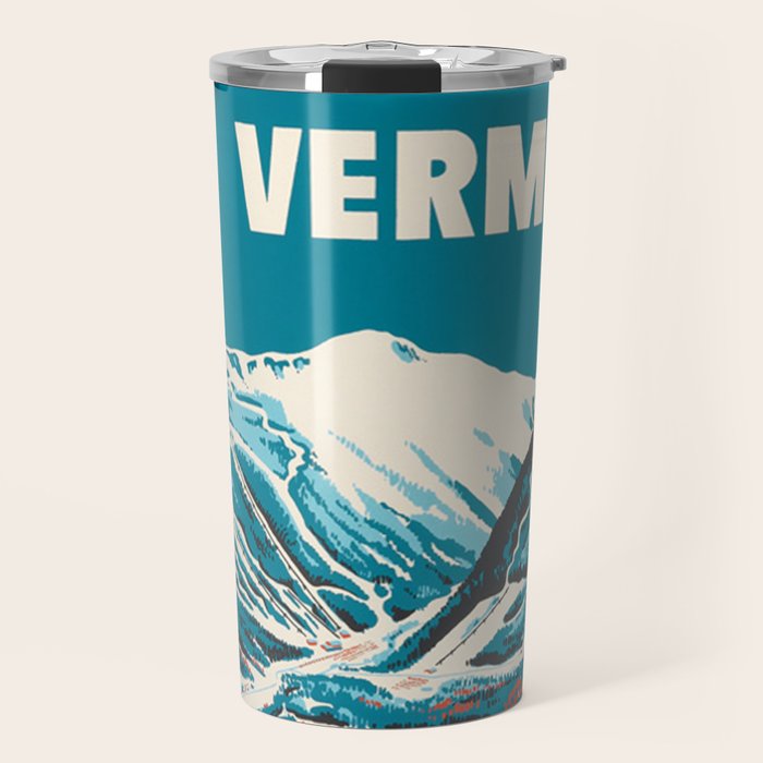 Stowe, Vermont Vintage Ski Poster Travel Mug Gallery Image 1
