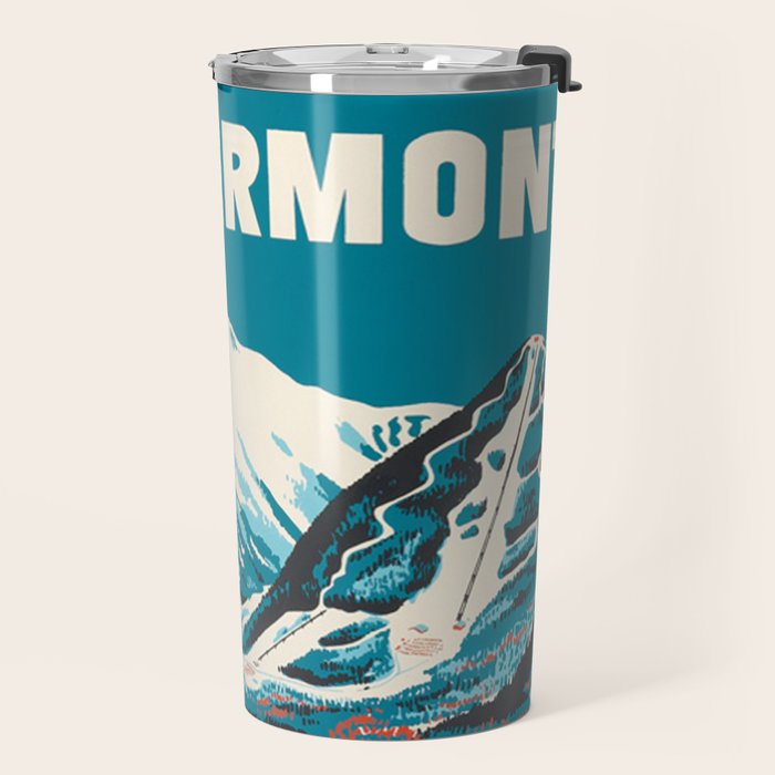 Stowe, Vermont Vintage Ski Poster Travel Mug Gallery Image 2